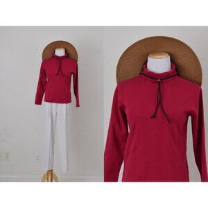 Vintage 90s Crimson Red Turtle‎ Neck  shirt | size L 14-16